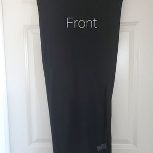 Lulus Black Ribbed Bodycon Midi Skirt